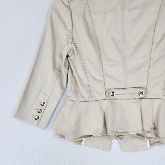 WHBM Jacket Womens 2 Cream Cropped 3/4 Sleeve Two Button Blazer Business Casual - Picture 16 of 16